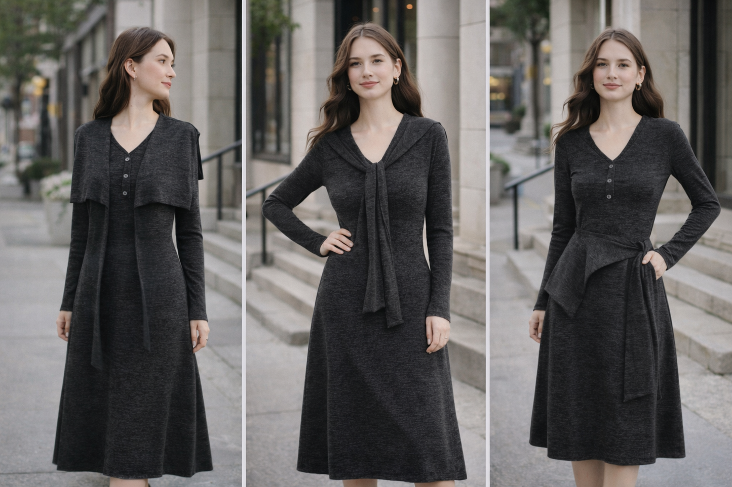 The Removable Shawl A-Line Knit Dress
