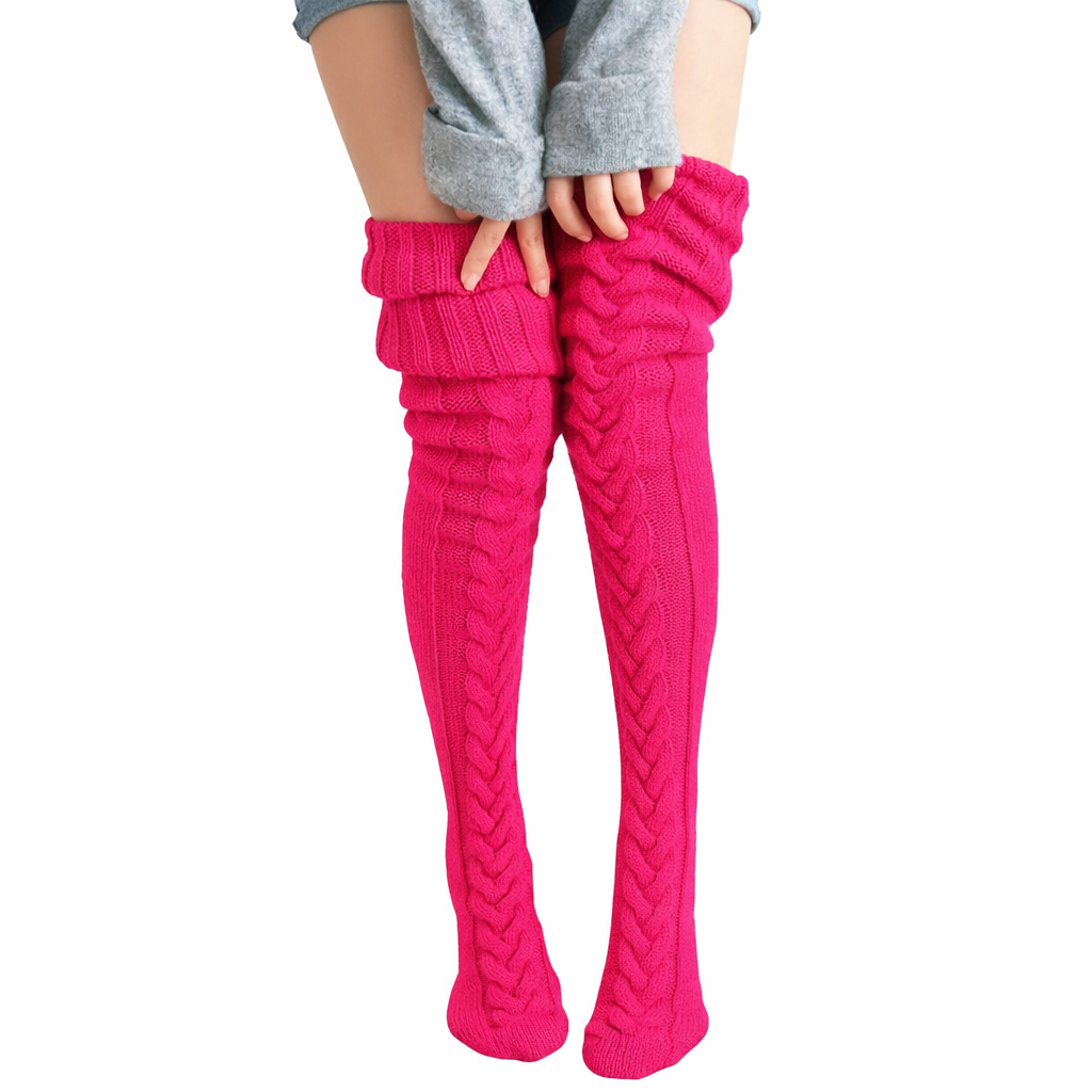Cozy Wool Thigh-High Warmers – Cute Winter Stockings for Women