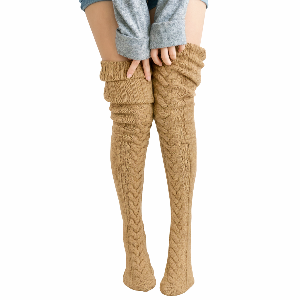Cozy Wool Thigh-High Warmers – Cute Winter Stockings for Women