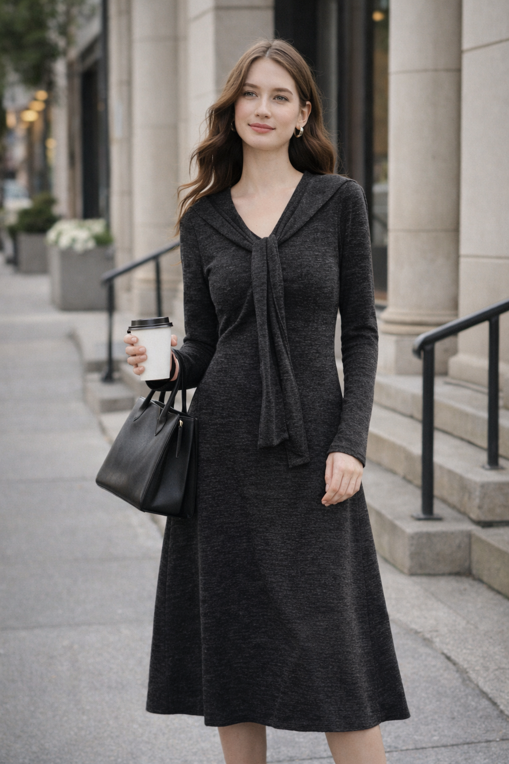 The Removable Shawl A-Line Knit Dress