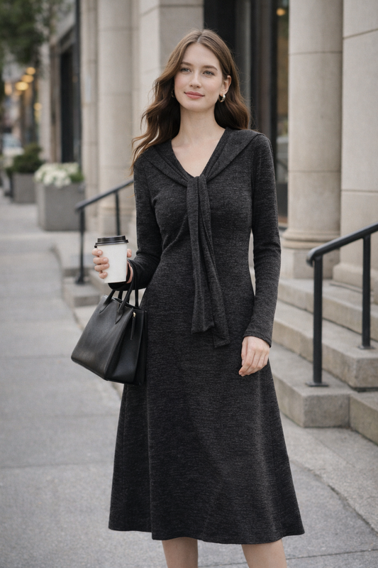 The Removable Shawl A-Line Knit Dress