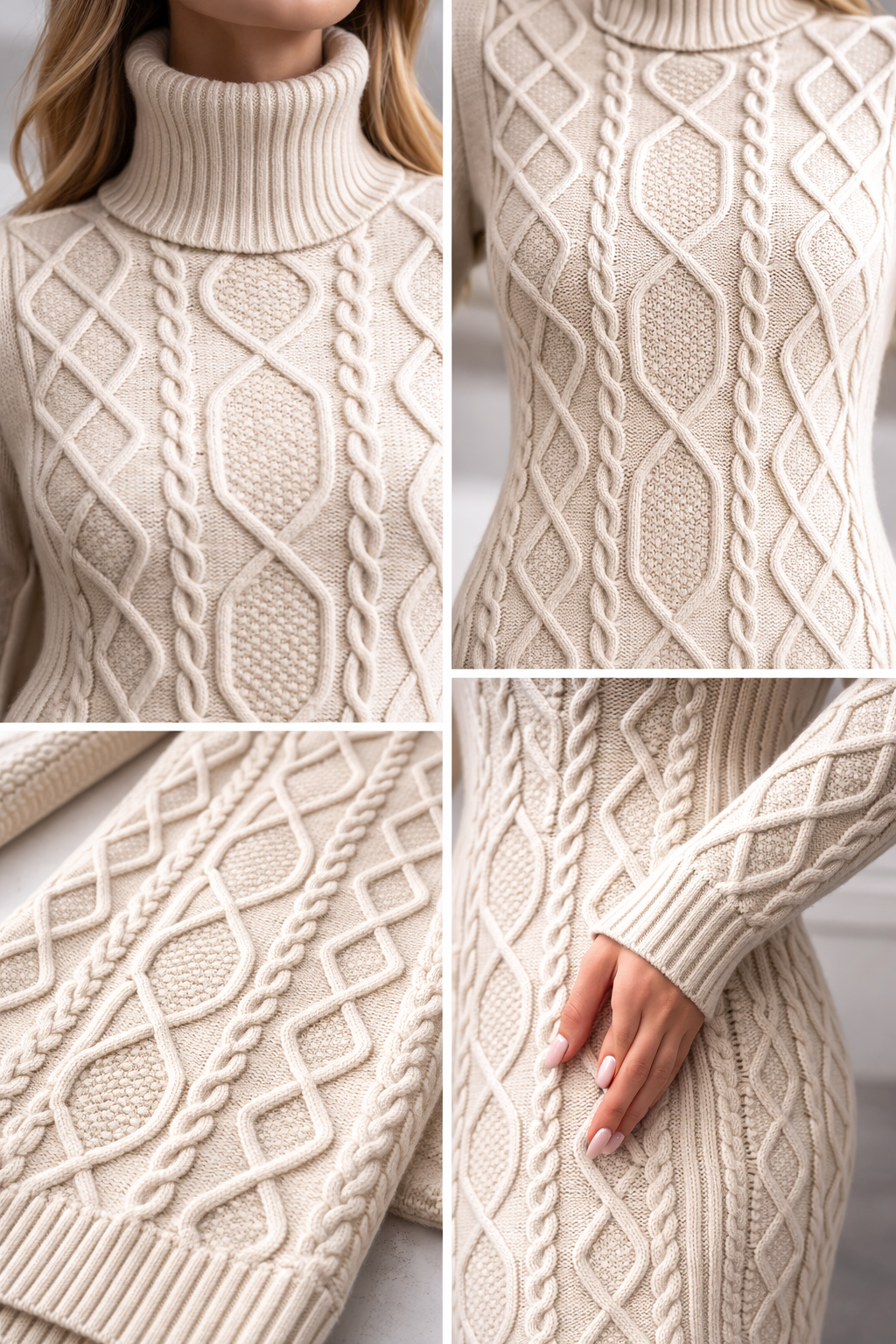 Soft Confidence – Cable Knit Midi Sweater Dress
