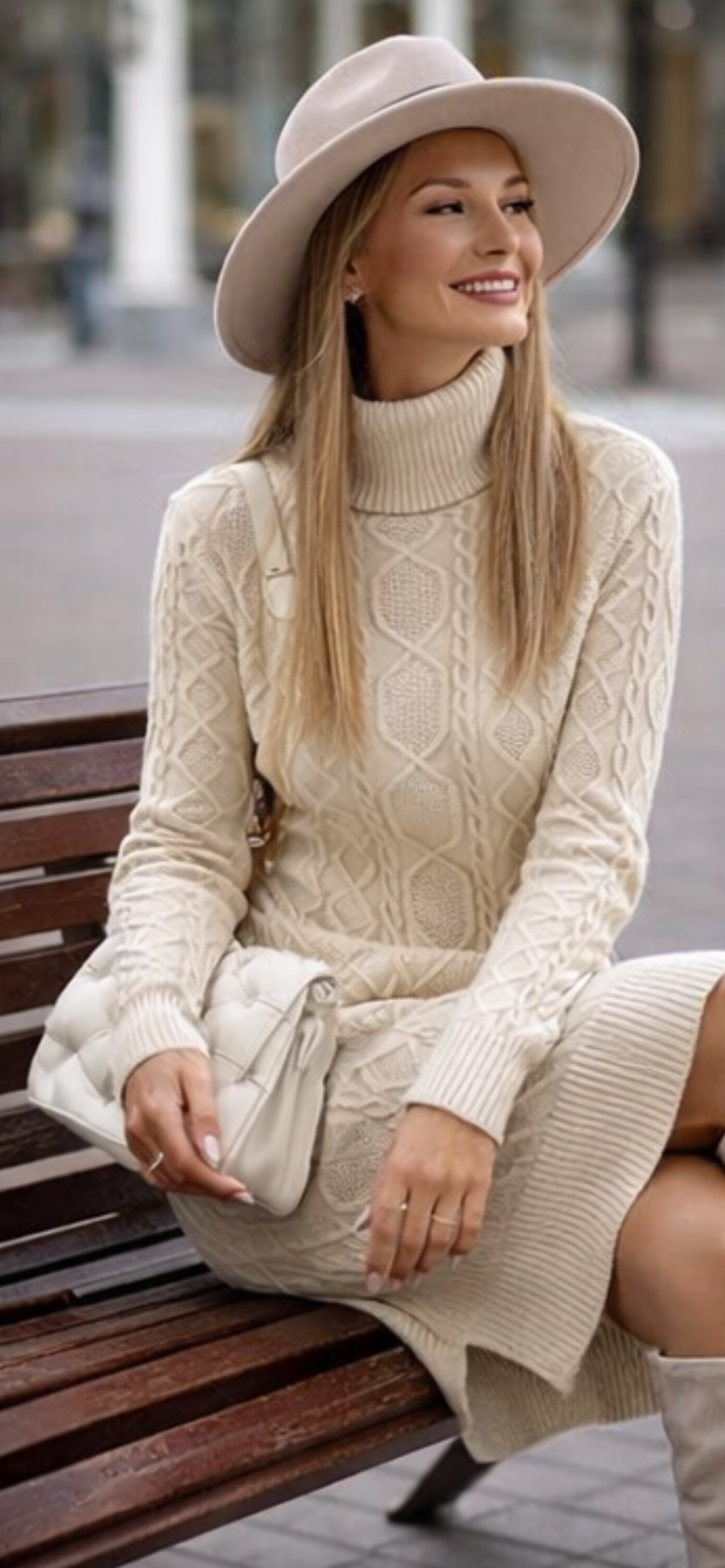 The Soft Confidence – Cable Knit Midi Sweater Dress