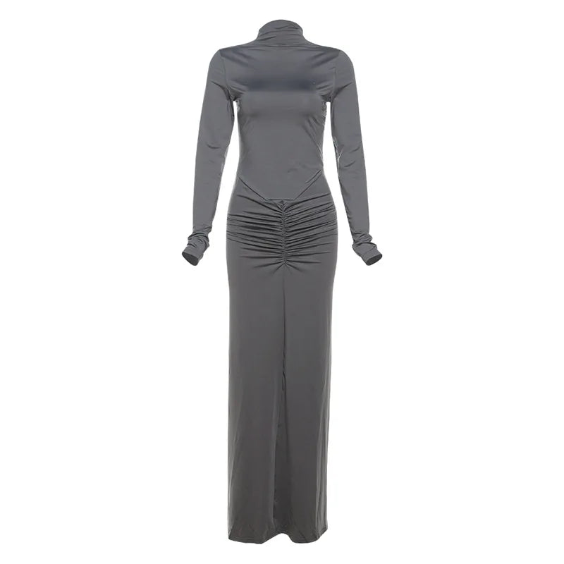 Emilia Long Sleeve Ruched Midi Dress