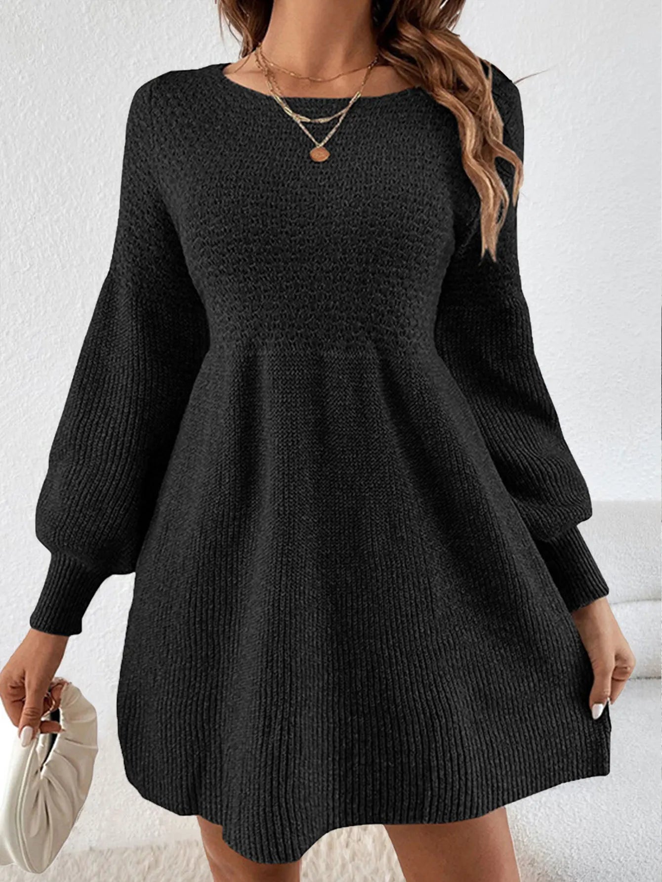 Lantern Sleeve Knit Dress