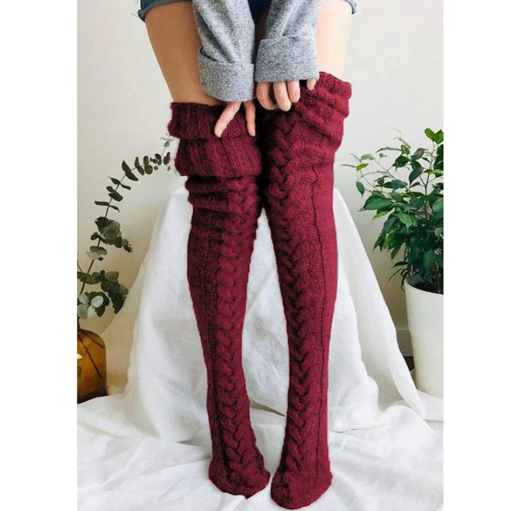 Cozy Wool Thigh-High Warmers – Cute Winter Stockings for Women