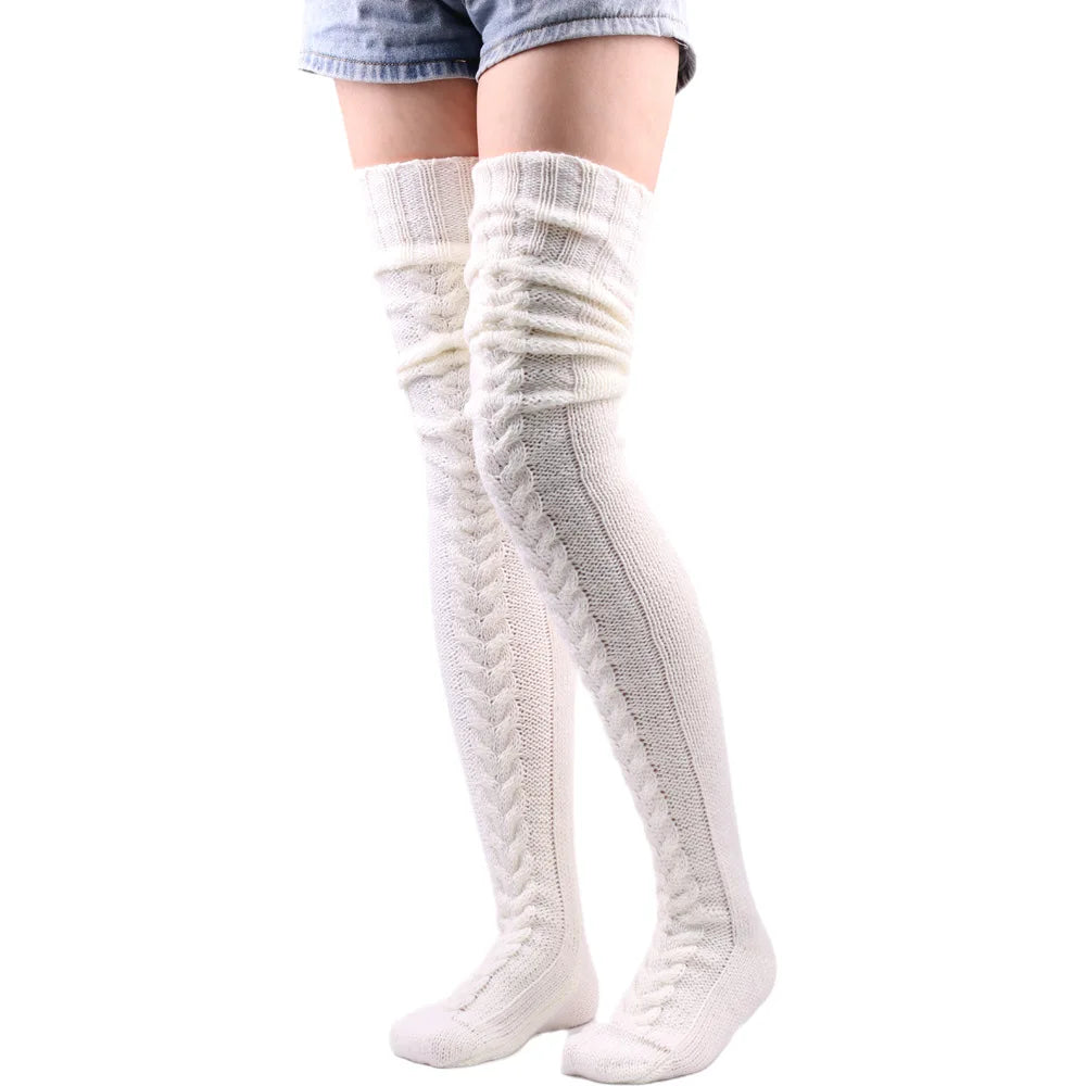 Cozy Wool Thigh-High Warmers – Cute Winter Stockings for Women