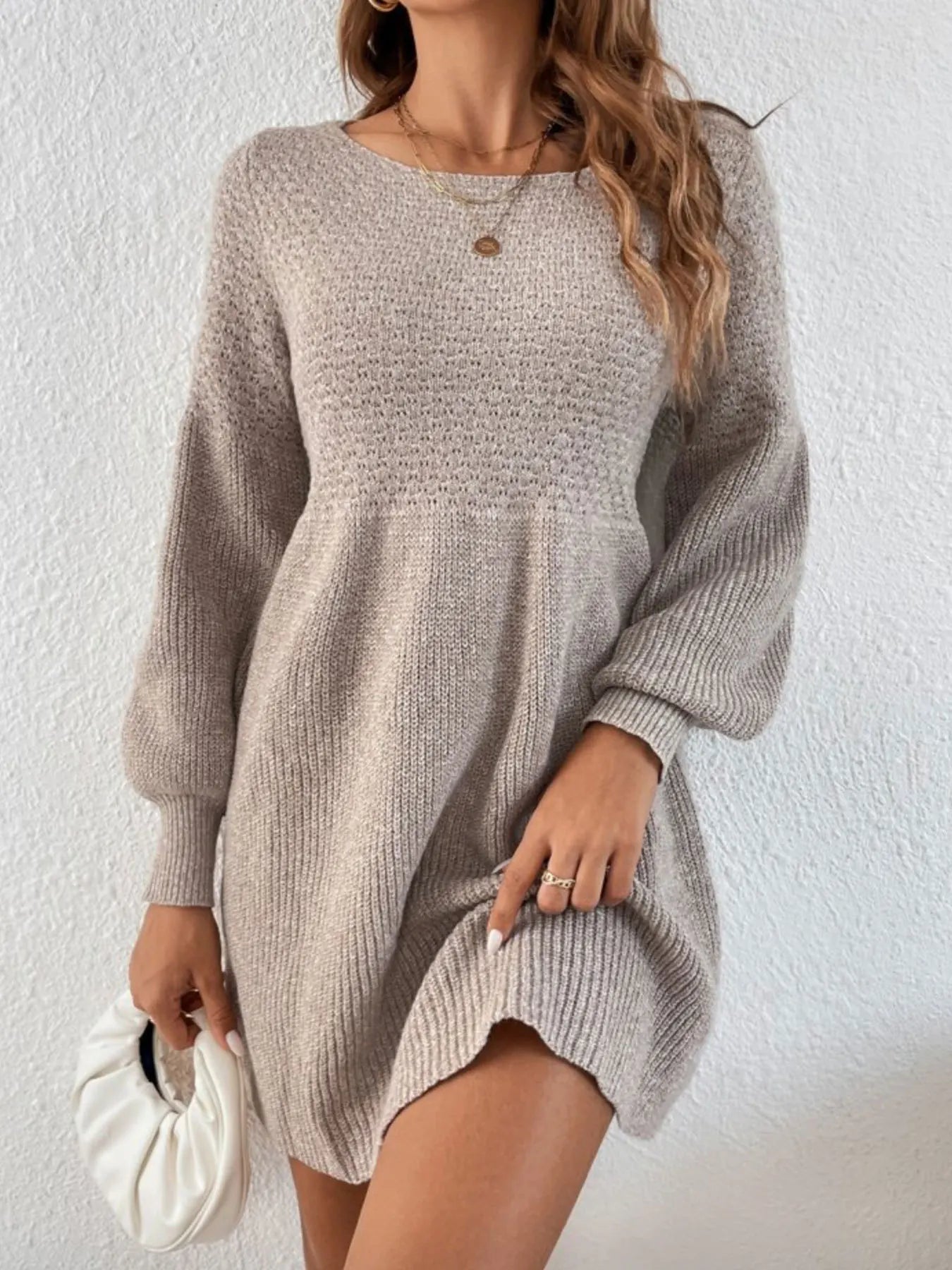 Lantern Sleeve Knit Dress