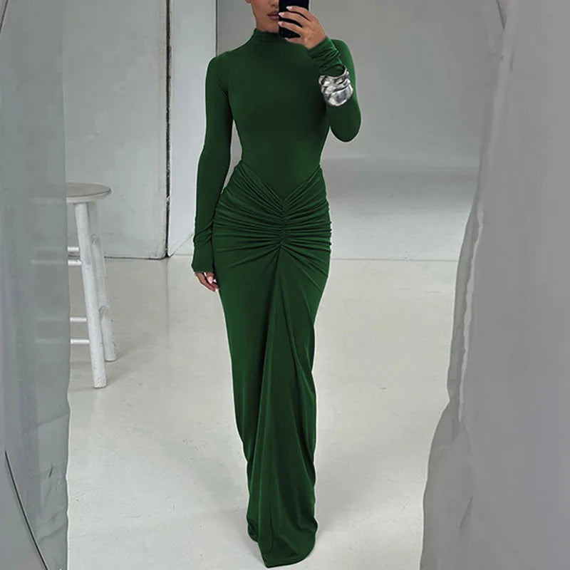 Emilia Long Sleeve Ruched Midi Dress