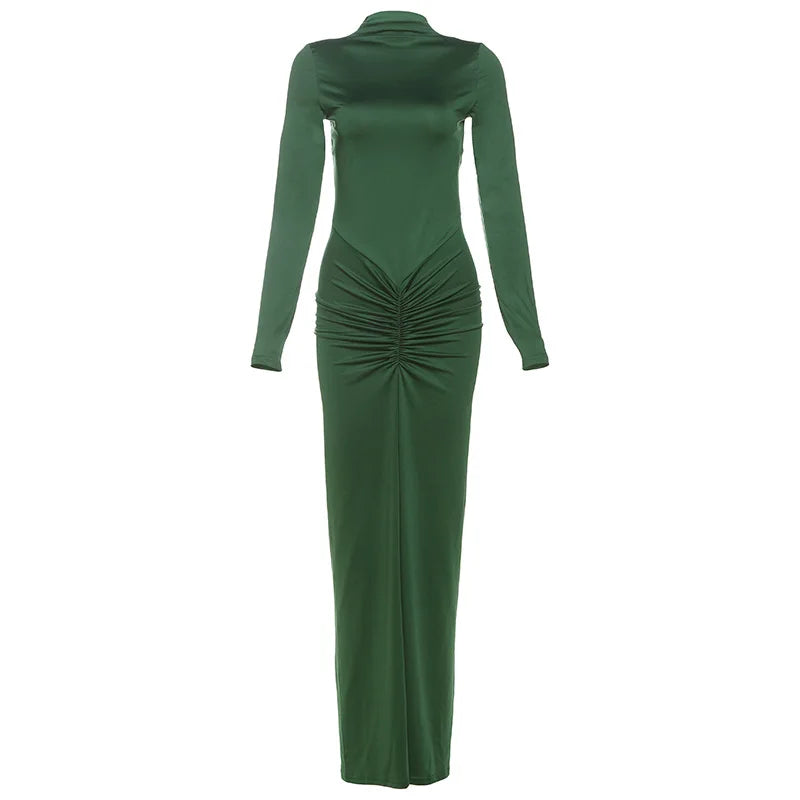 Emilia Long Sleeve Ruched Midi Dress