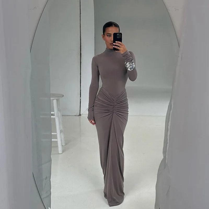 Emilia Long Sleeve Ruched Midi Dress
