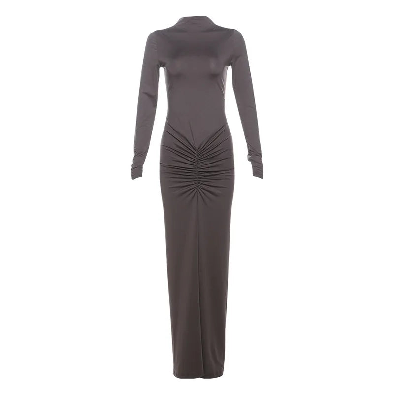 Emilia Long Sleeve Ruched Midi Dress