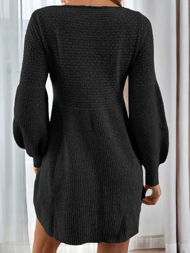 Lantern Sleeve Knit Dress