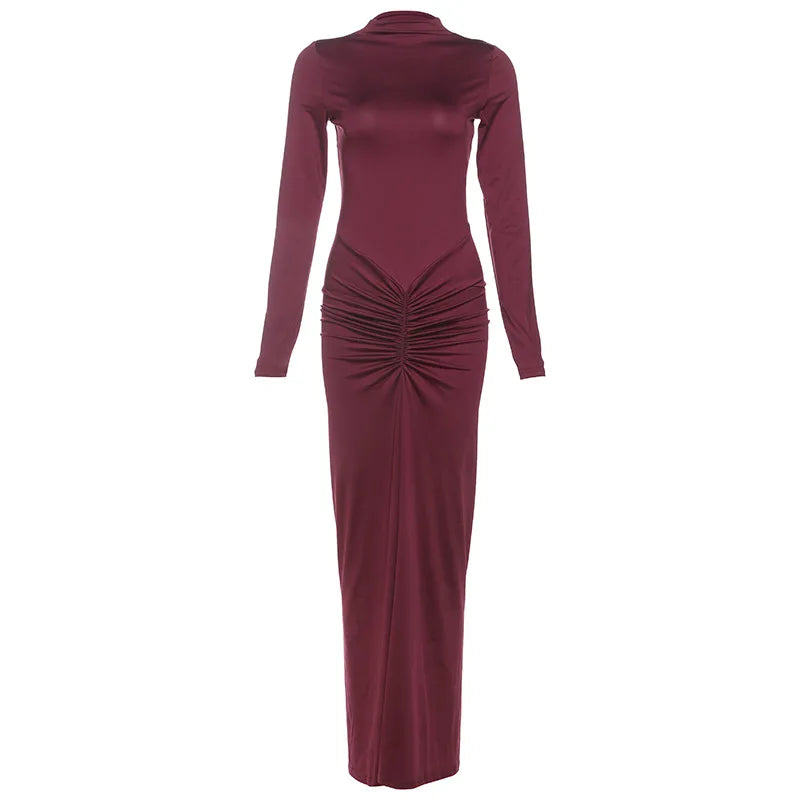 Emilia Long Sleeve Ruched Midi Dress