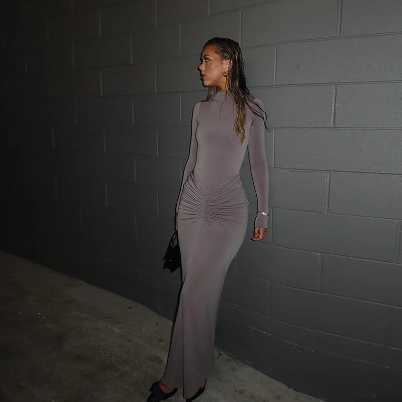 Emilia Long Sleeve Ruched Midi Dress