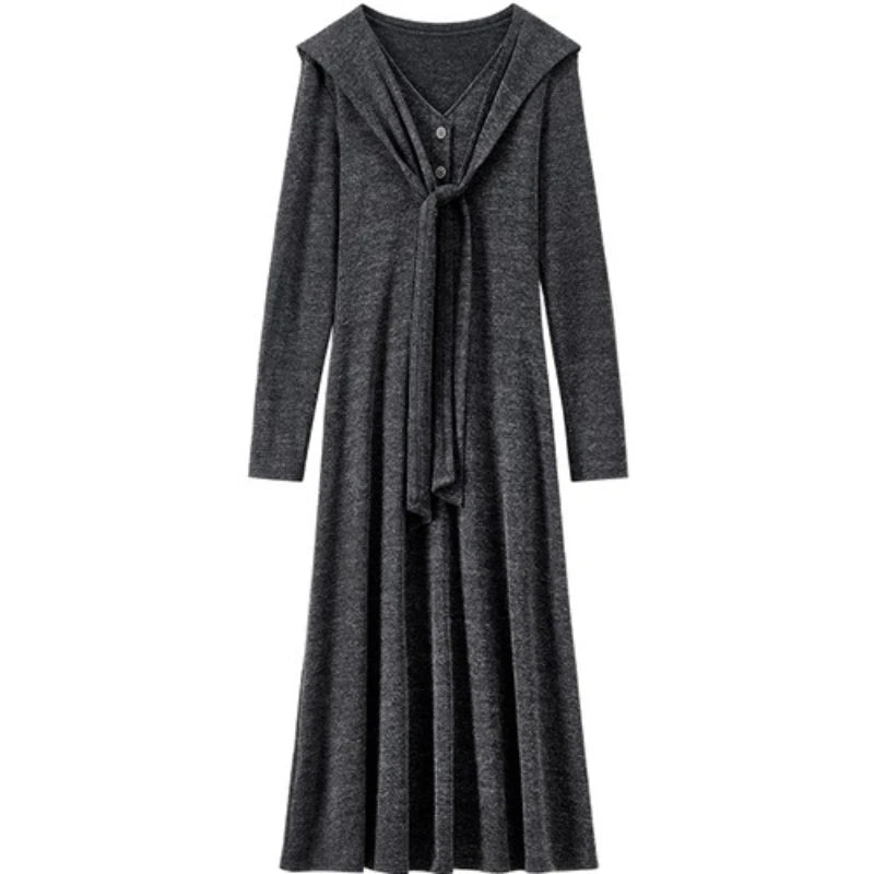 The Removable Shawl A-Line Knit Dress
