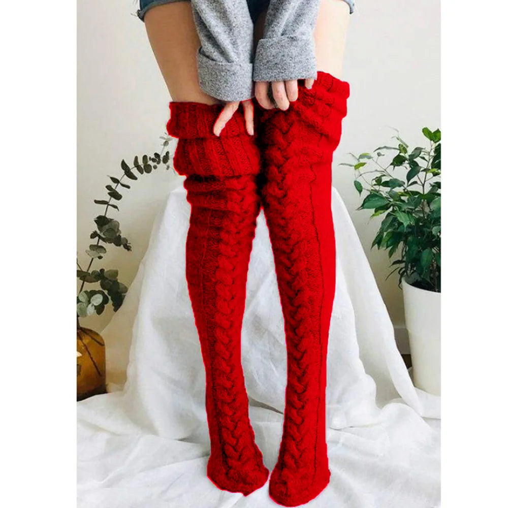 Cozy Wool Thigh-High Warmers – Cute Winter Stockings for Women